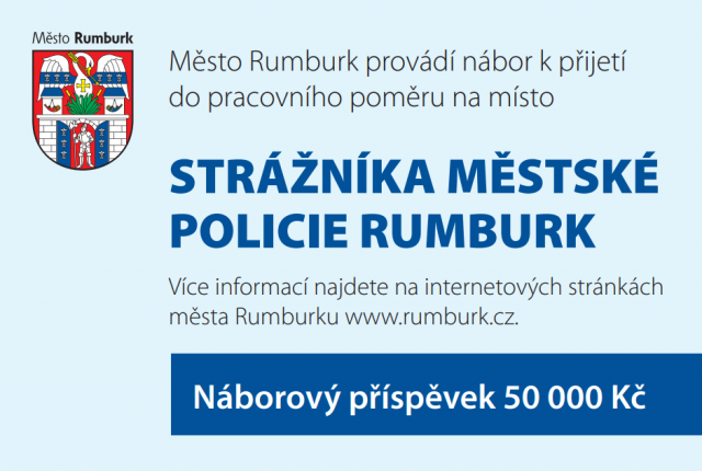 Město Rumburk provádí nábor k přijetí do pracovního poměru na místo strážníka městské policie